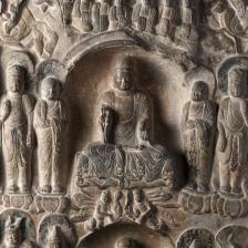 Grande stèle bouddhique. Pierre, Chine époque Qi. Paris, musée Cernuschi. © Philippe Joffre / Musée Cernuschi / Roger-Viollet 